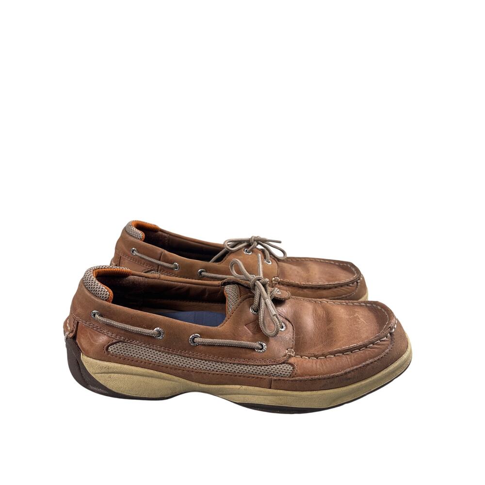 Sperry Boat Shoe Men's 12M Brown Leather Intrepid 2-Eye Slip-On Casual‎ Topsider